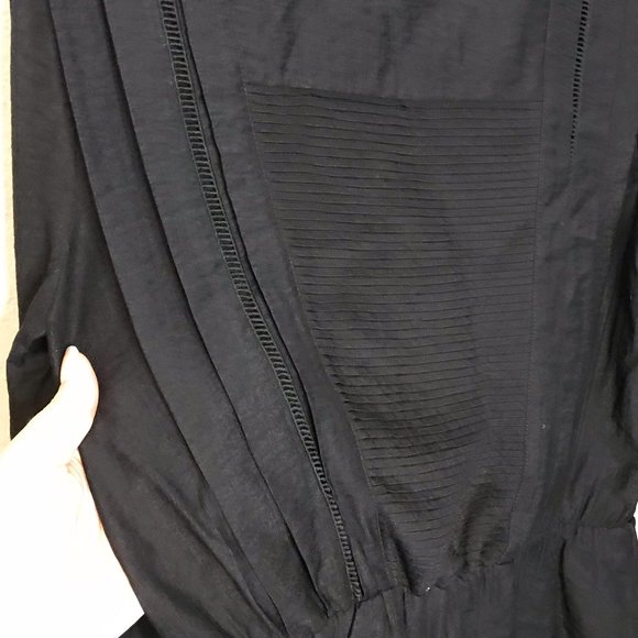 See U Soon Black Pleated Peplum Long Sleeve Blouse - Picture 2 of 9